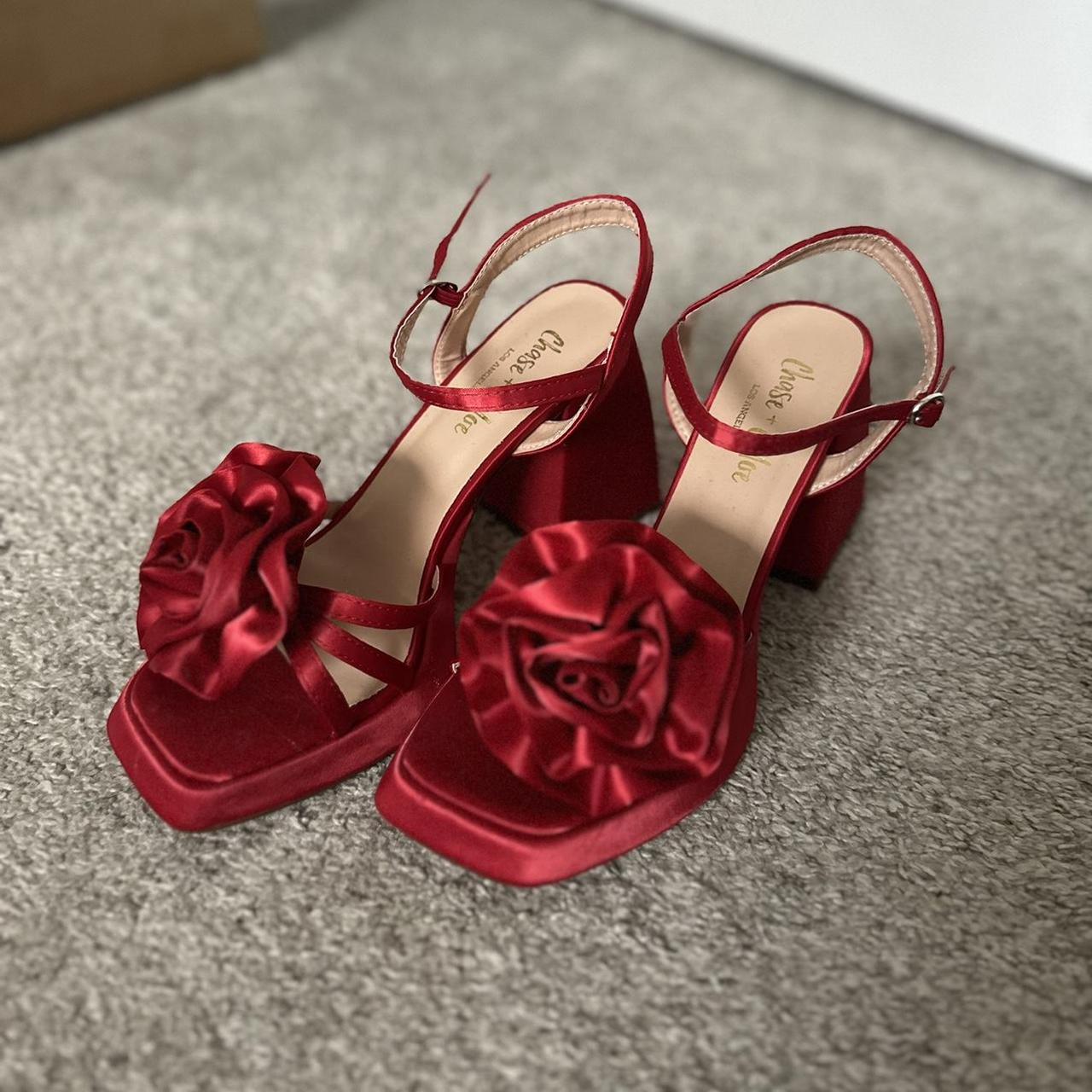 Red Lolita Rose Block Heels #pinterest