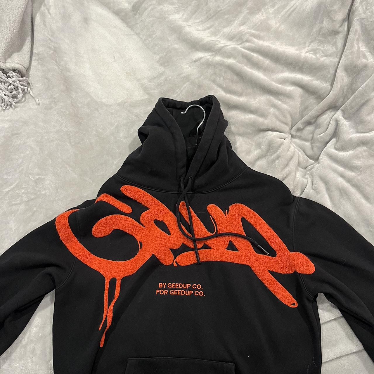 Extra Large Black and Orange Geedup Co Hoodie has no... - Depop