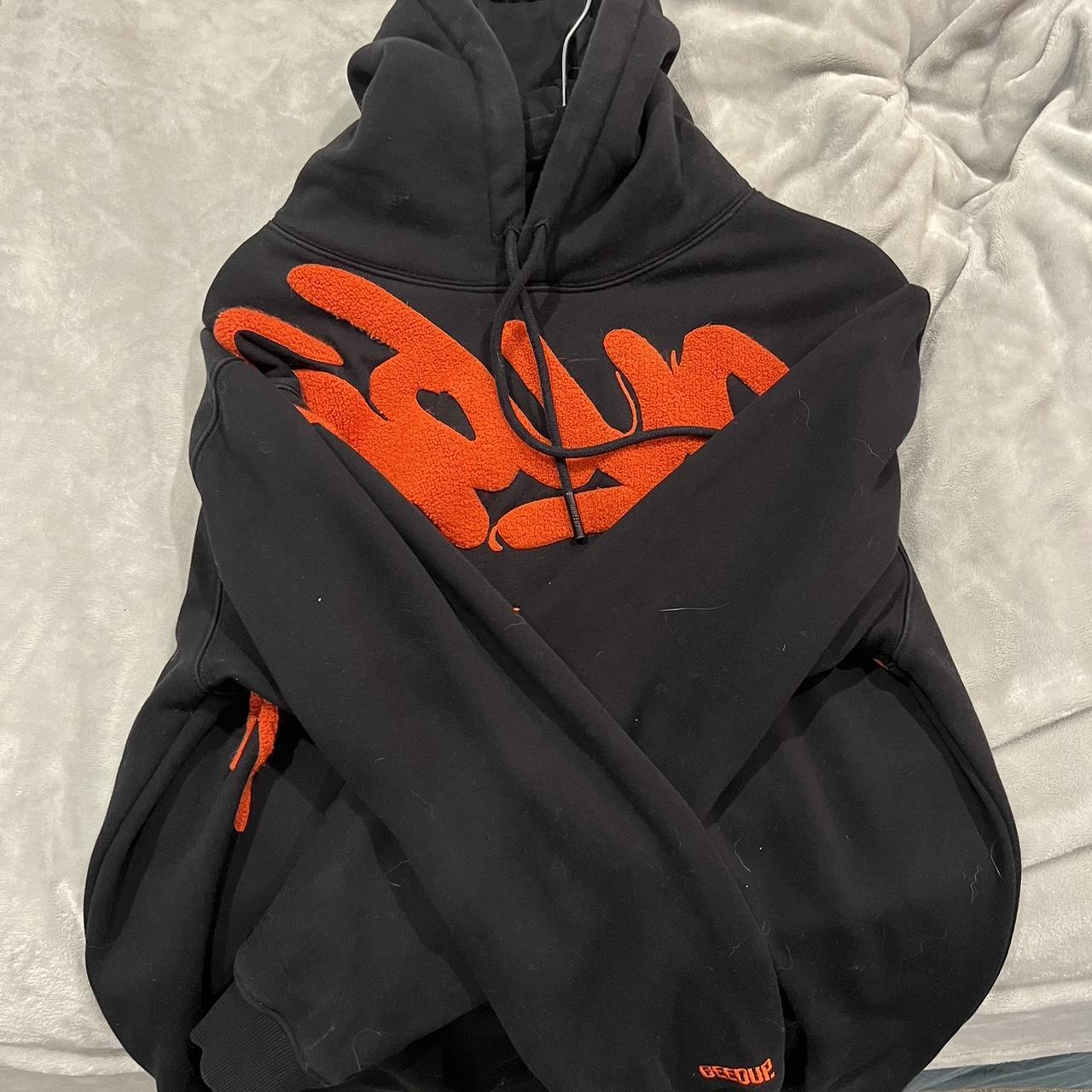 Extra Large Black and Orange Geedup Co Hoodie has no... - Depop