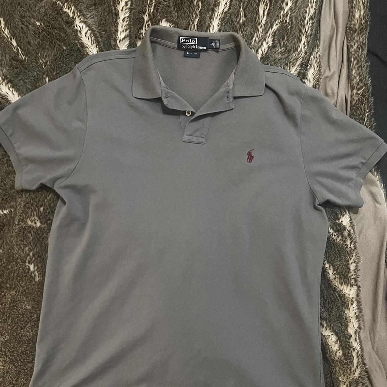 Dark Grey Slim Fit Ralph Lauren Polo - Depop