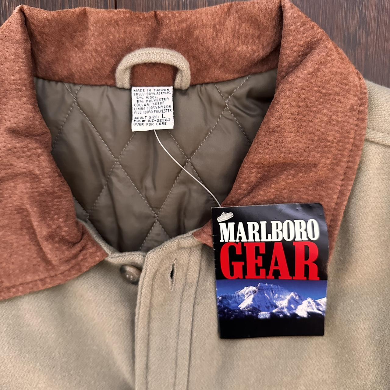 Marlboro Gear 1990s vintage cream and tan lined... Depop