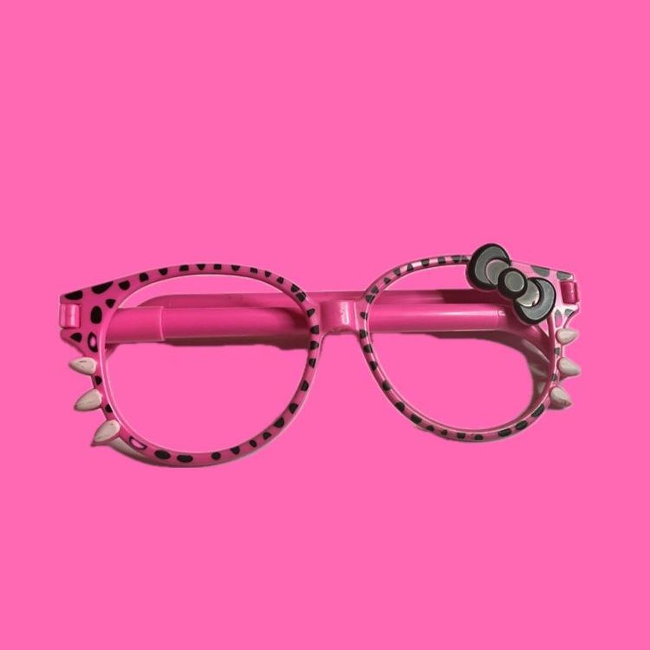 Hello kitty hot pink leopard print glasses with pens... - Depop