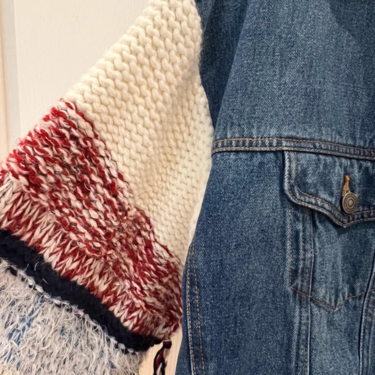Zara denim with knit sleeves. Almost new condition. | Depop