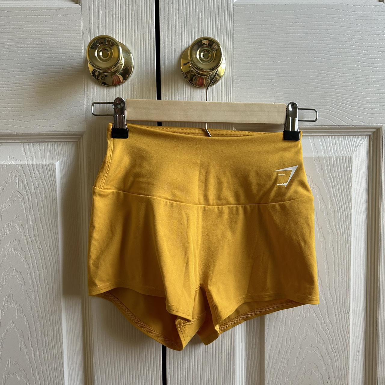 Gymshark Mustard Yellow Spandex Shorts good. Depop