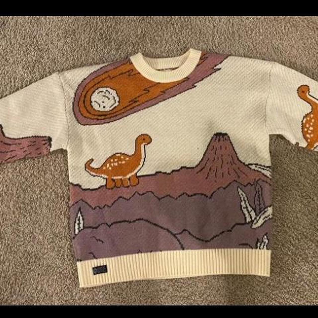 Unisex dinosaur sweater in size medium, wool blend. - Depop