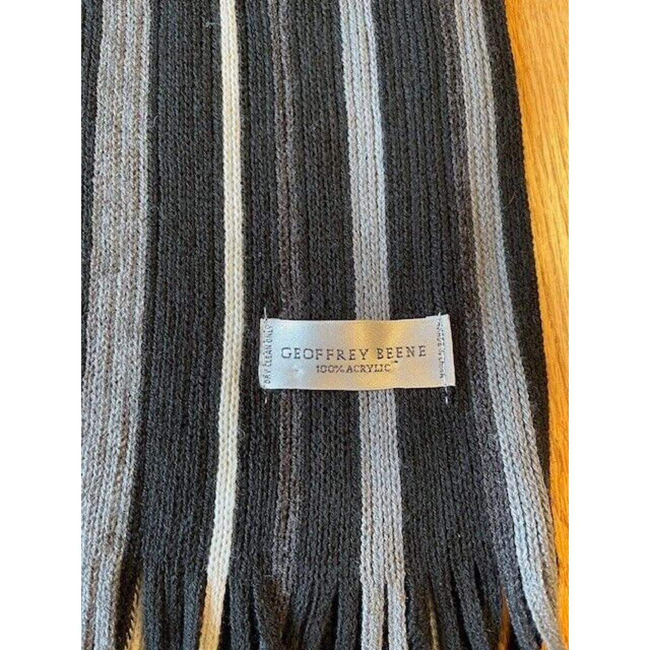 Geoffrey Beene Black and Gray Stripes 100% Acrylic... - Depop