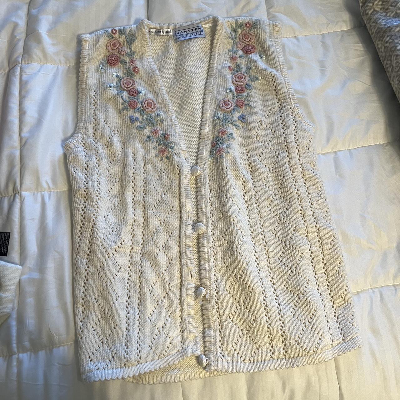 Hand embroidered vintage sweater vest - Depop