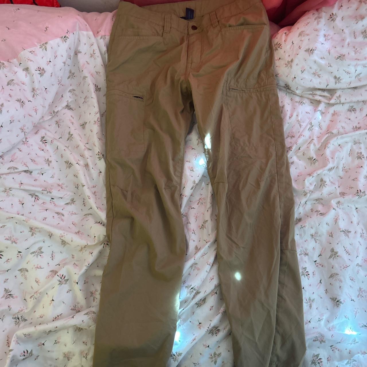 super cute beige cargo pants hidden pockets down to... Depop