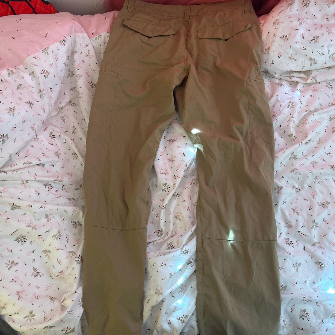 super cute beige cargo pants hidden pockets down to... Depop