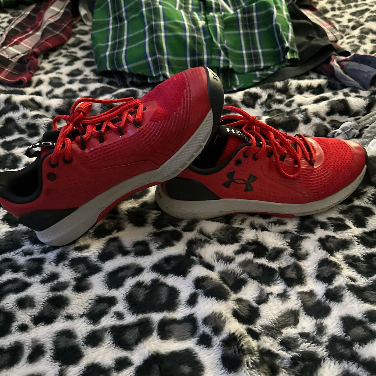 Size 8 Red Under Armour Running Shoes Pair 2 out of 2 - Depop