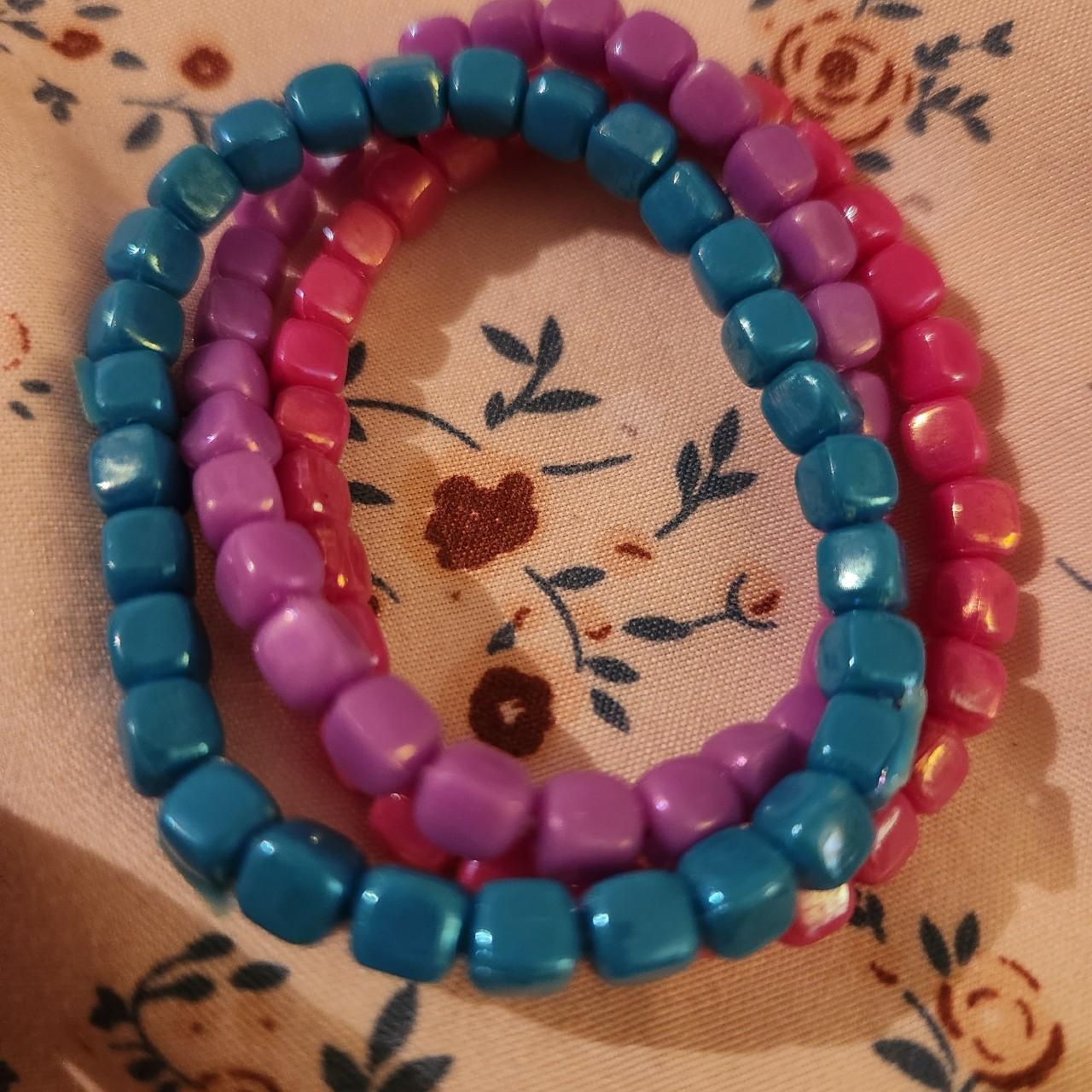 Pink, purple, and blue rock bracelet... - Depop