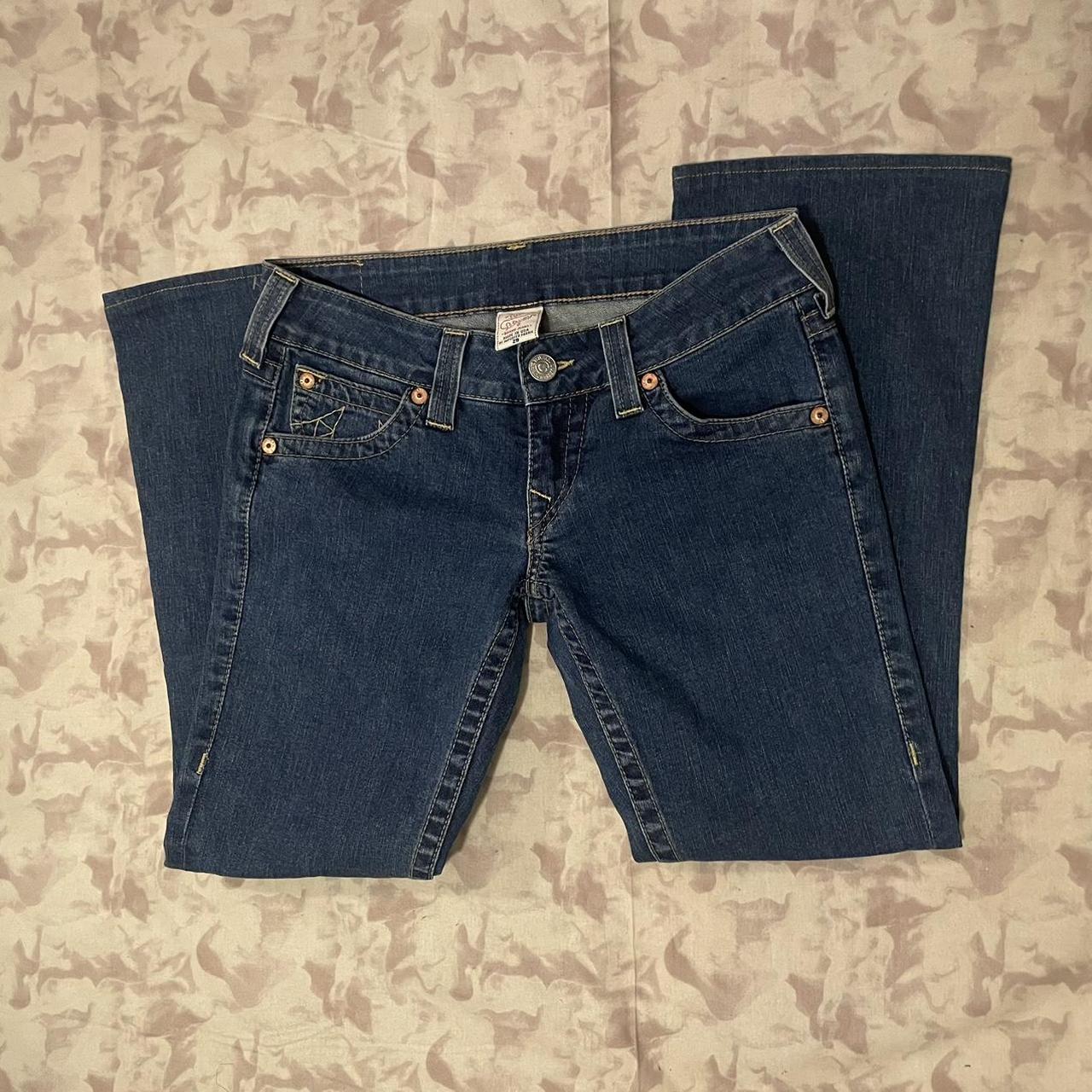 True Religion low rise flare jeans short Size - 29... - Depop