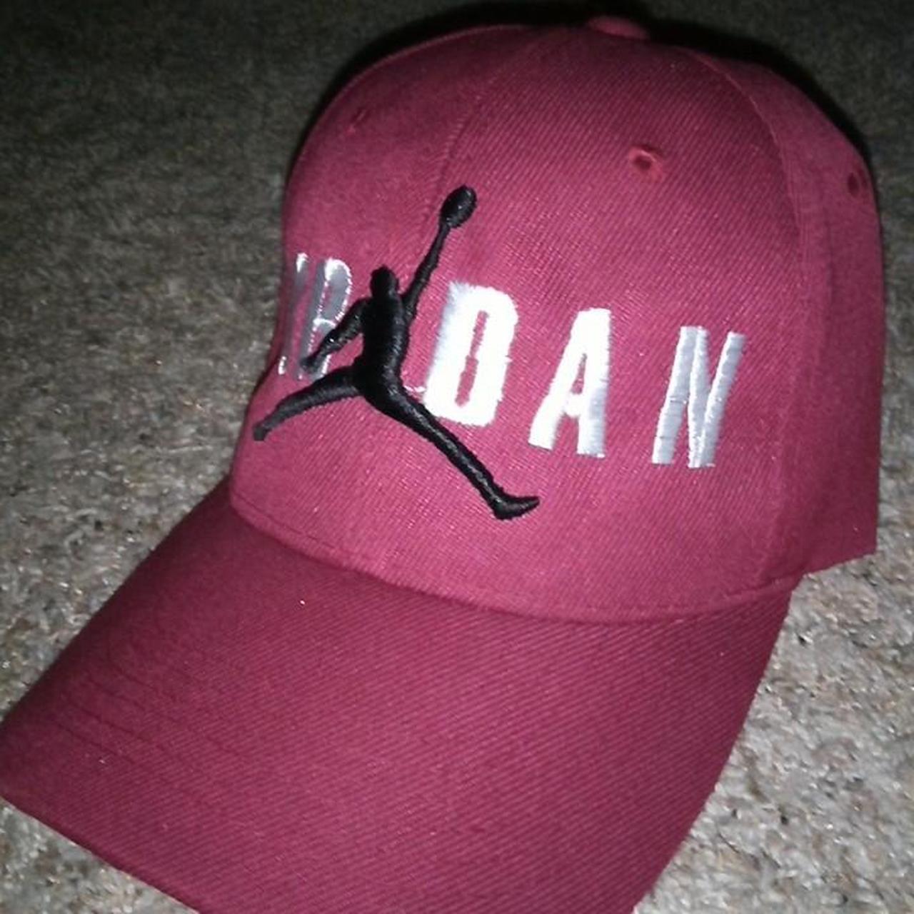 Burgundy Jordan Baseball Cap - Depop