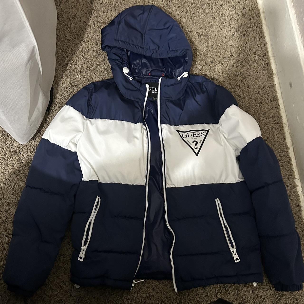 Blue guess coat on sale