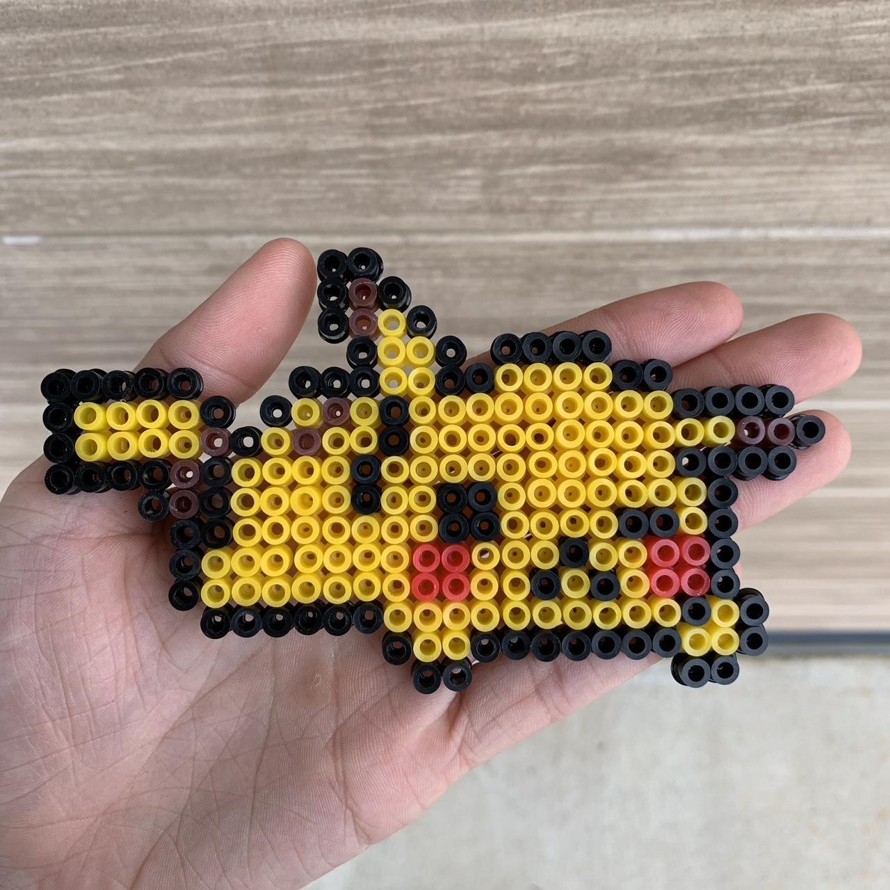 Pikachu Lying Down Perler Art Handmade by me Depop