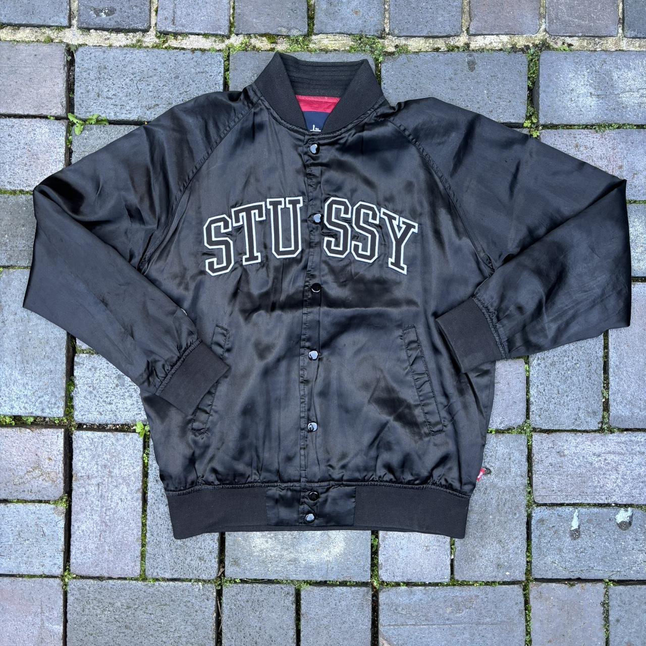 Stussy SS Link Varsity Jacket in Black size M Very... - Depop