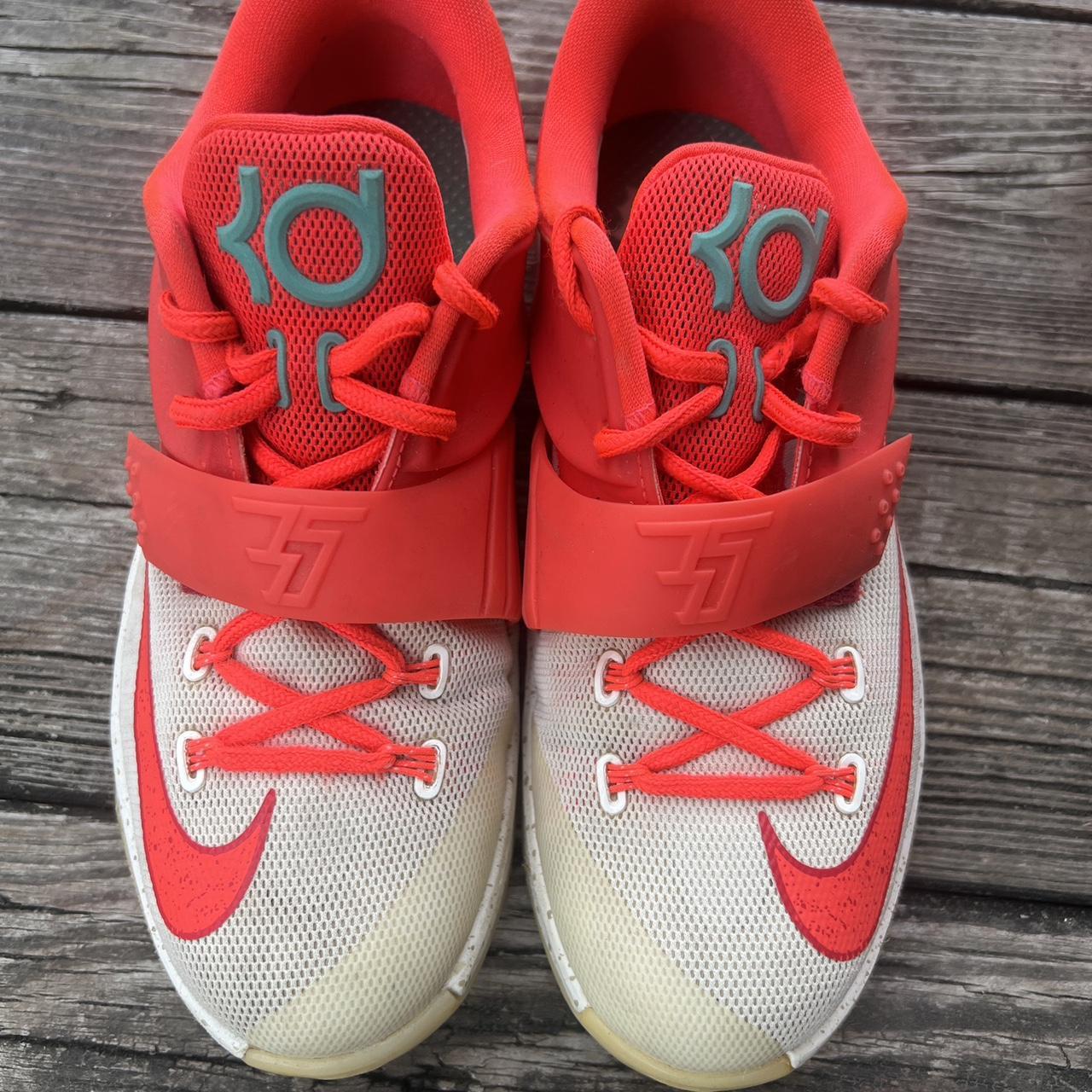 Nike KD 7 Egg Nog Kevin Durant Size 5Y Red Gray. Depop