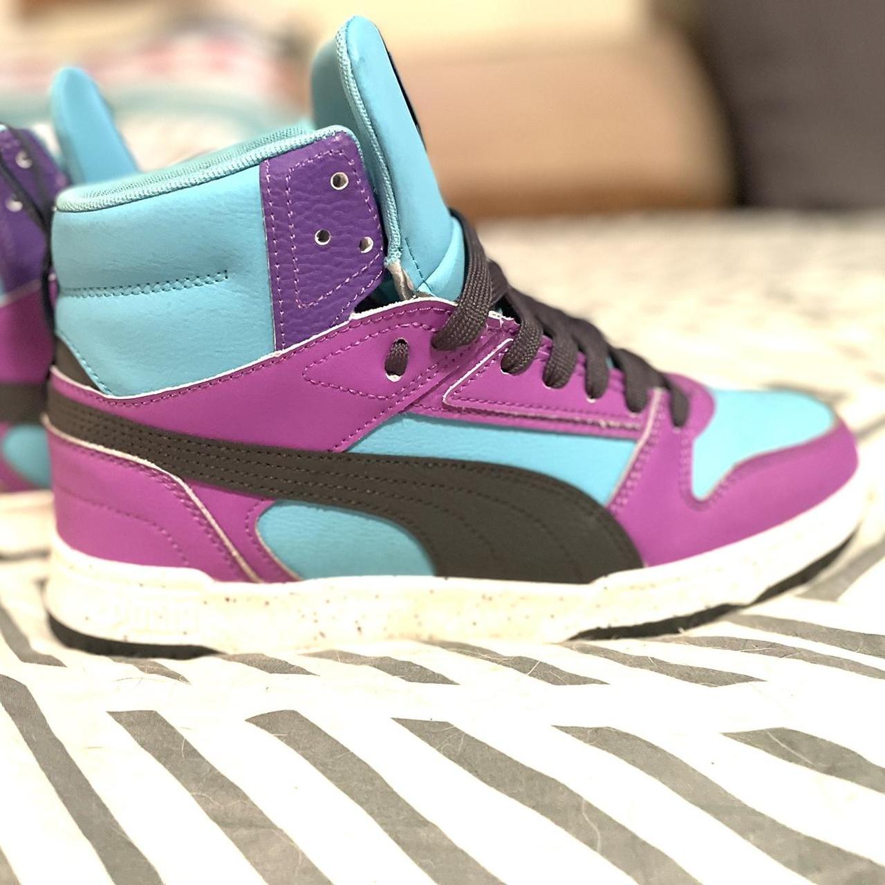 Puma Rebound Game high tops. Lavender purple black. Depop