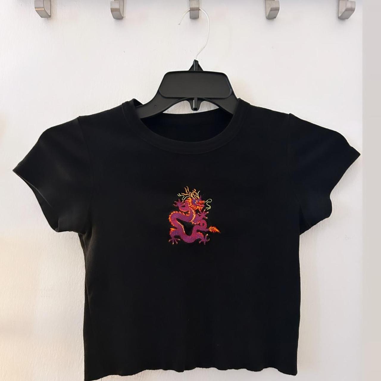 Black Brandy Melville John Galt Dragon graphic... - Depop