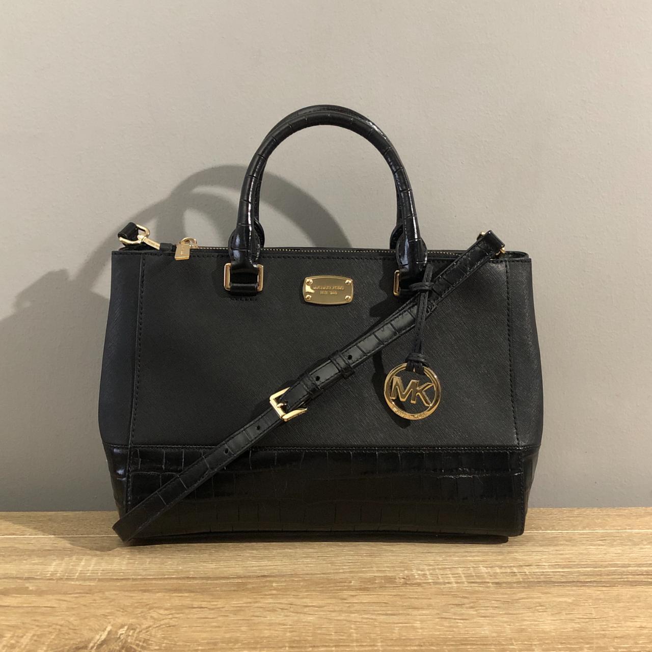 Michael Kors Kellen Black Embossed Leather Medium