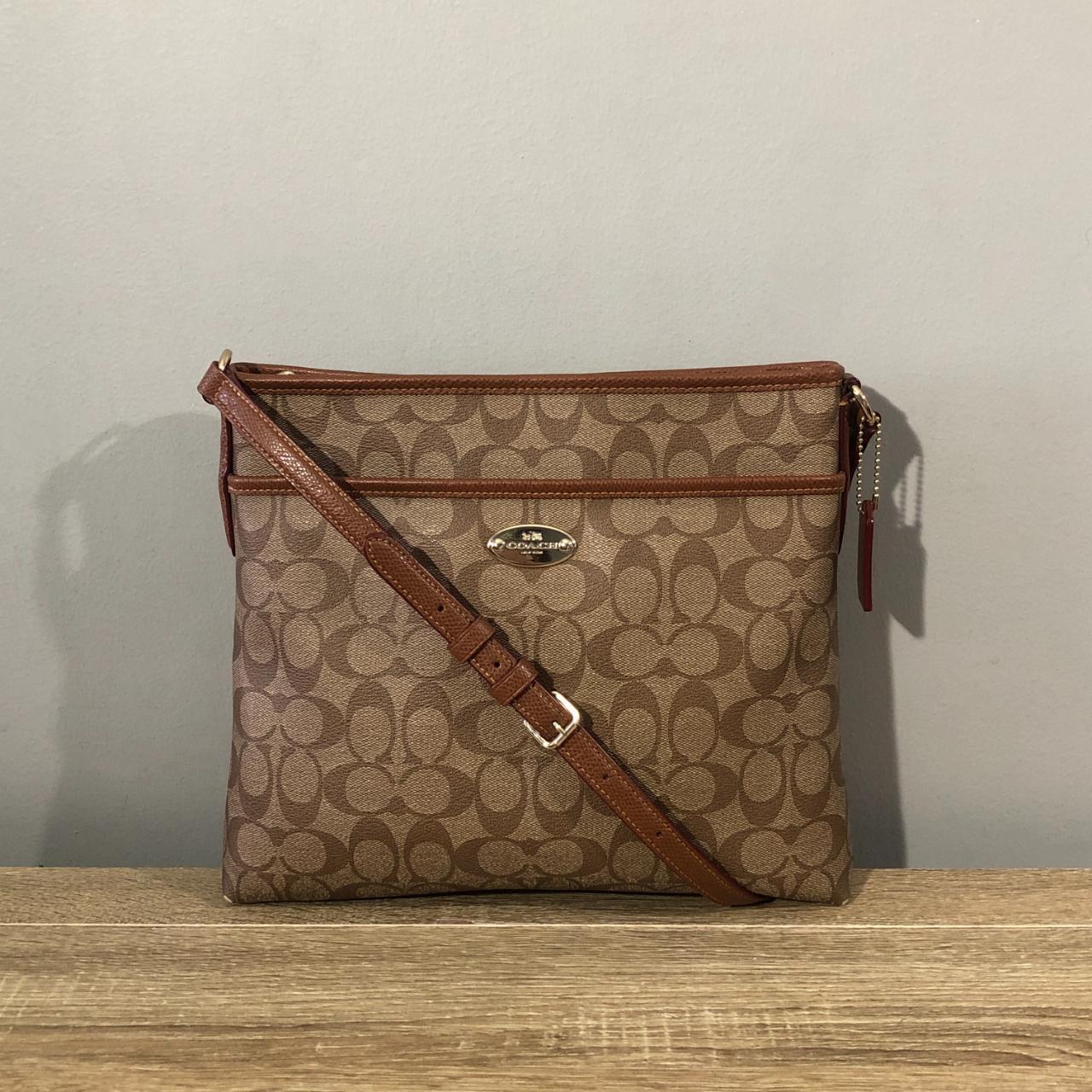 Coach F34938 Signature Brown Coated Leather