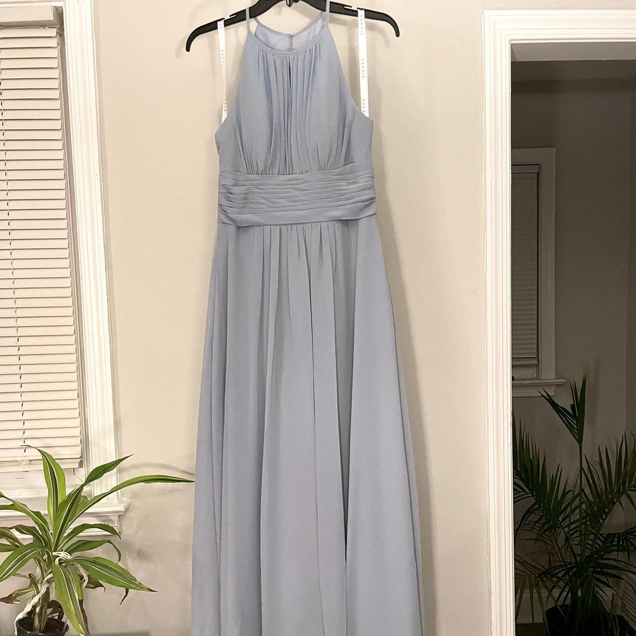 Dusty blue Azazie Bonnie chiffon bridesmaid or