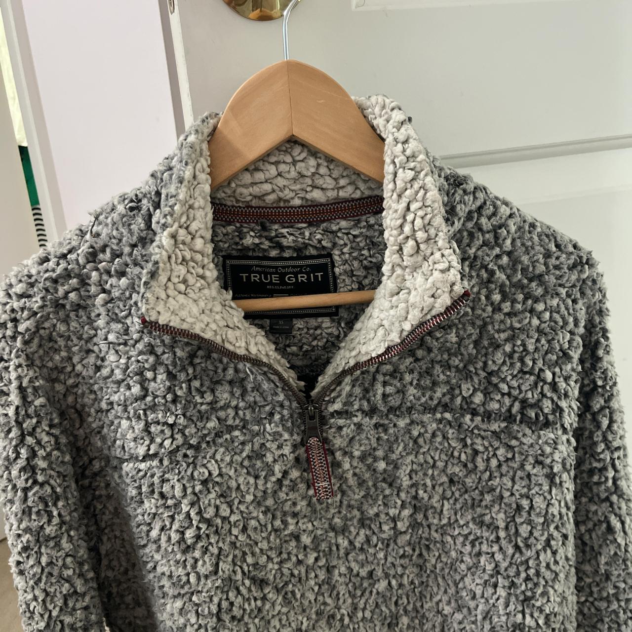 True Grit grey and white Sherpa fleece quarter Depop