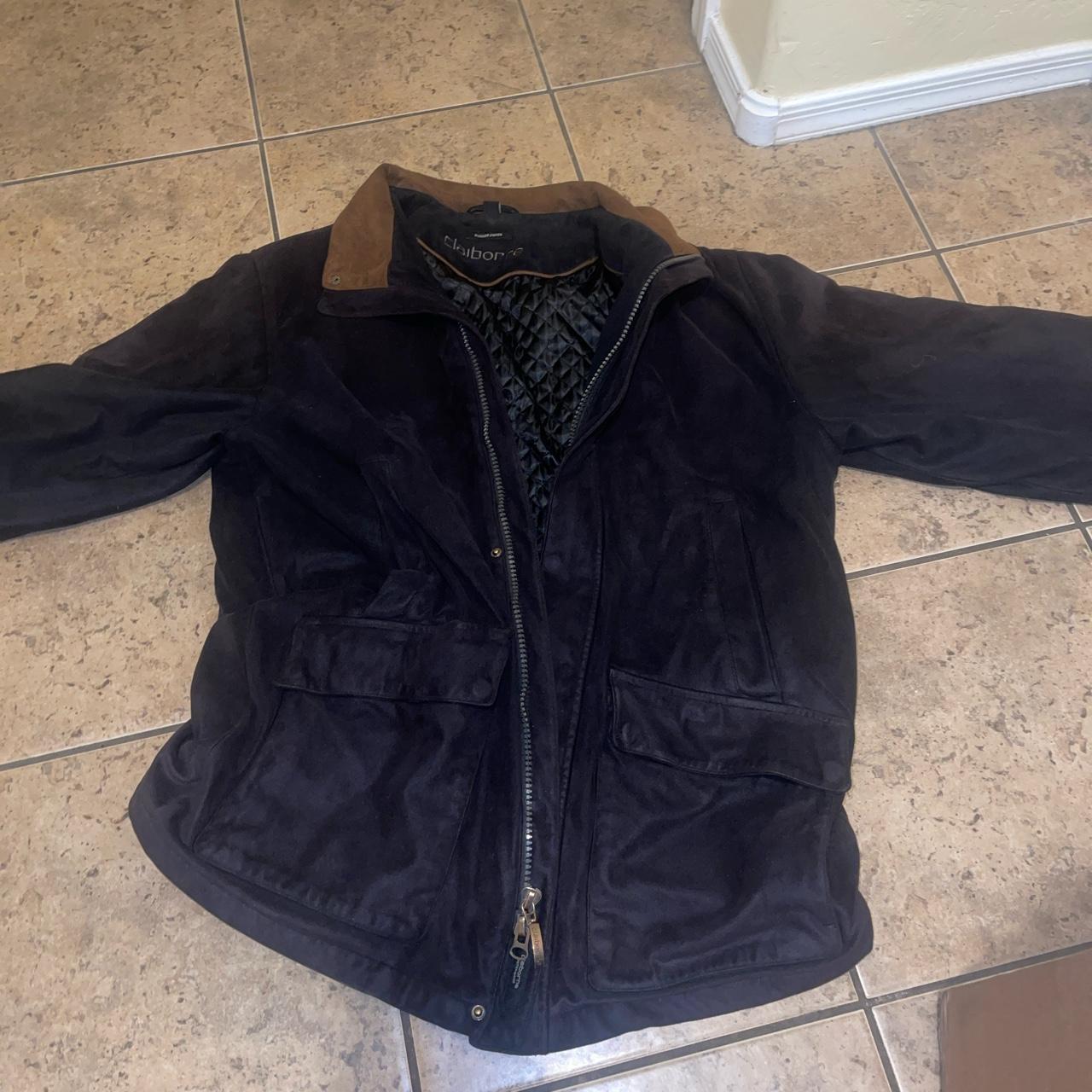 Suede Claiborne outerwear jacket black and brown Depop