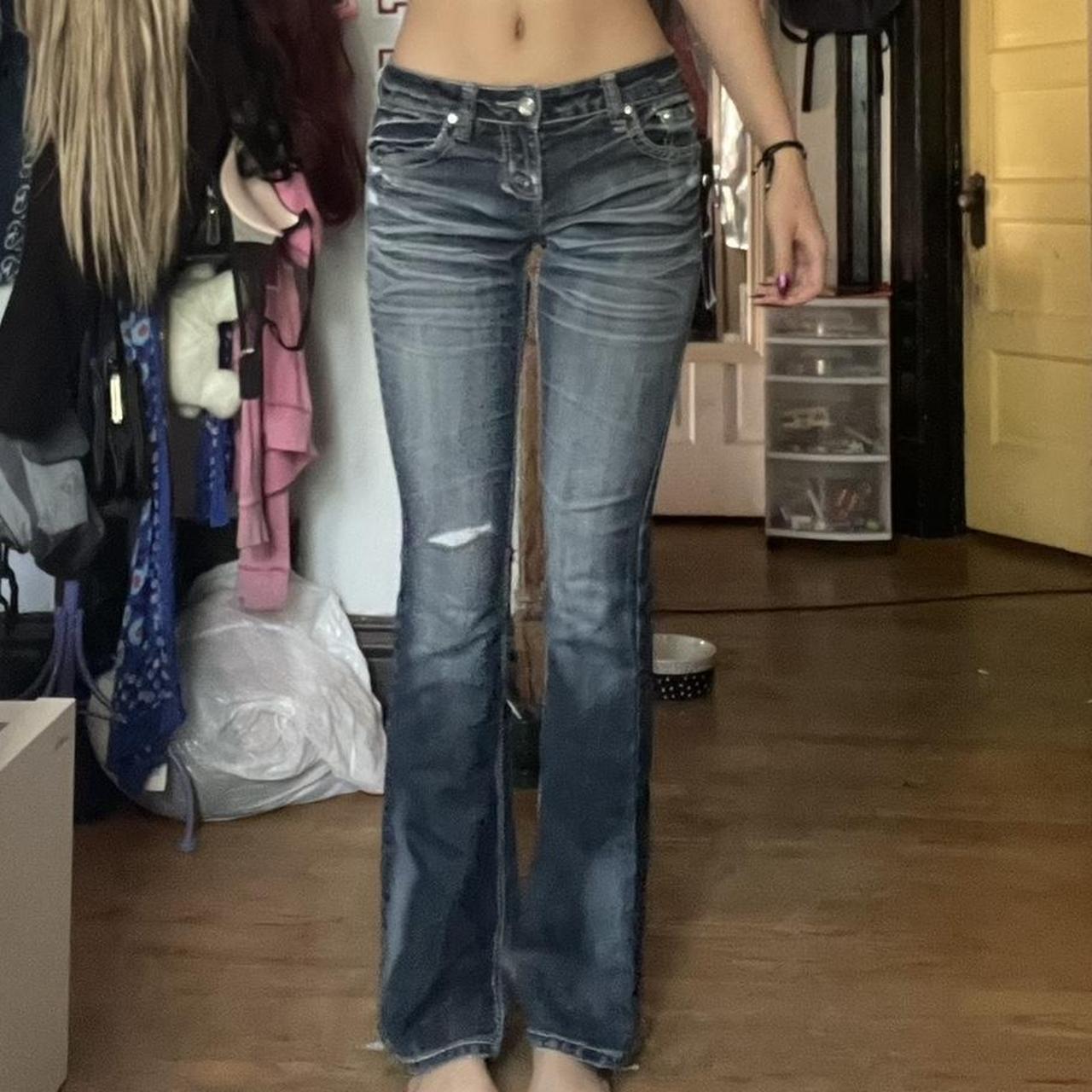 y2k low waisted hot girl jean🤓 30in waist 32in... - Depop