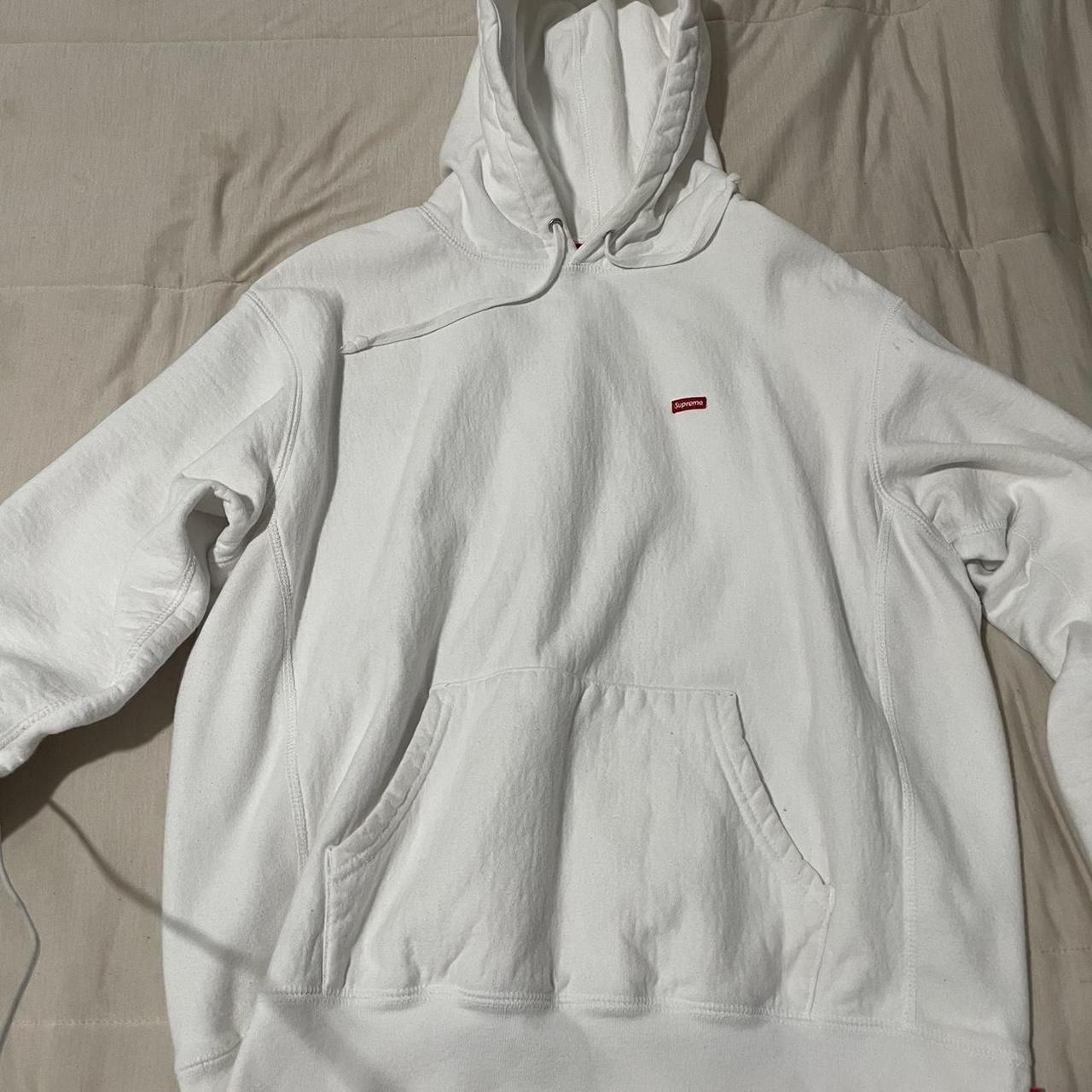 Supreme white Small Box Hoodie Size: Small - Depop