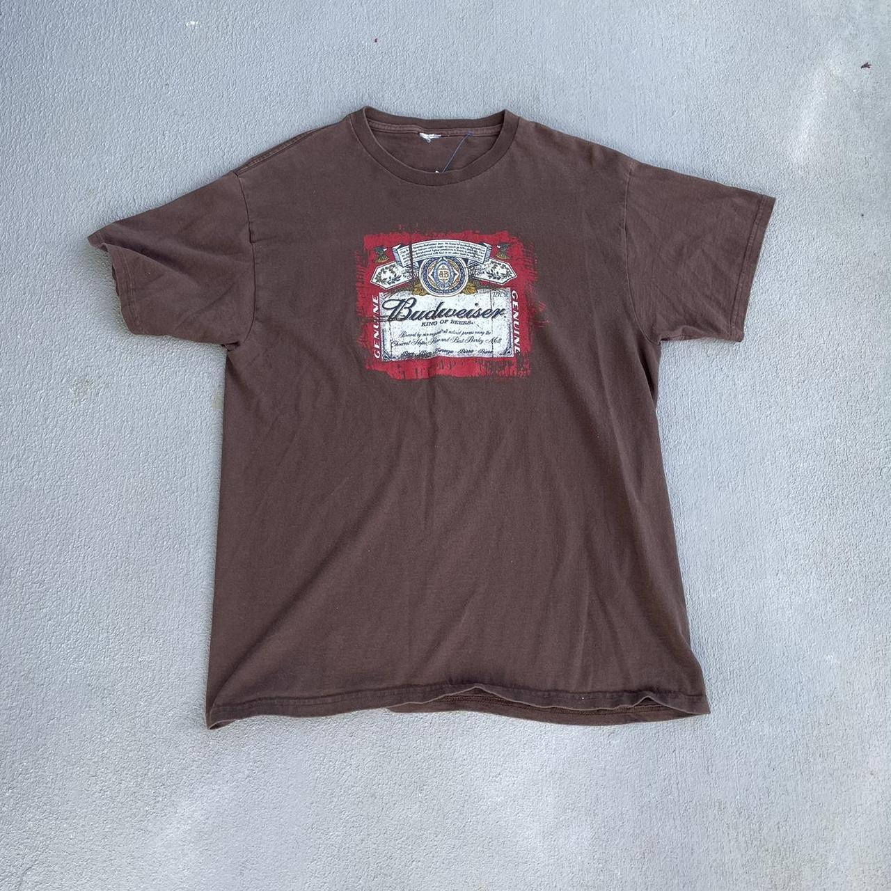 Budweiser t-shirt Color: brown Size: XL+ - Depop