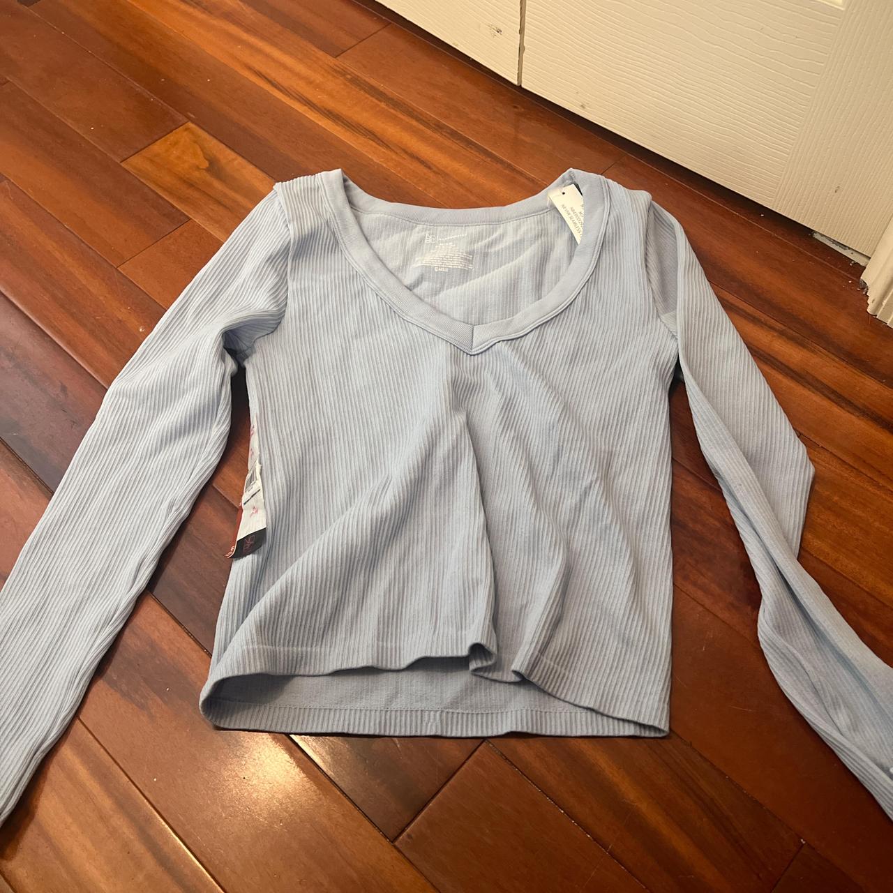 baby blue long sleeve v neck shirt good for. Depop