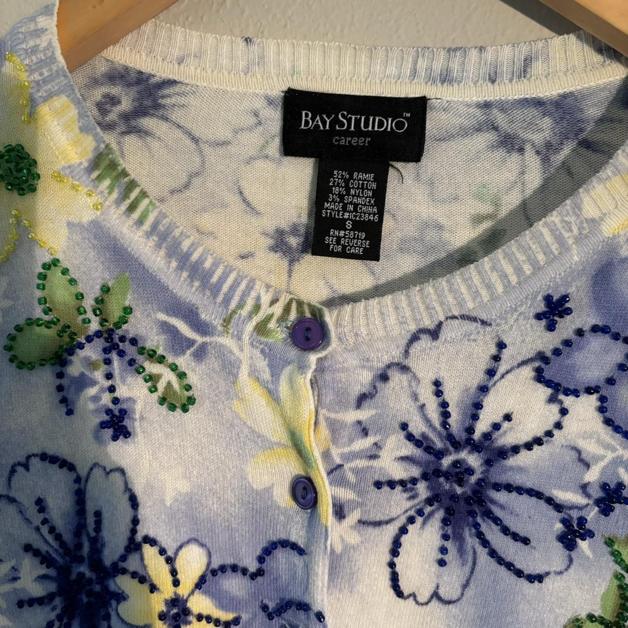 Vintage 90s Bay Studio Floral Cardigan Sweater | Depop