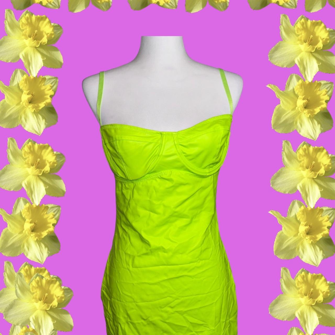 Neon green spaghetti strap dress best sale