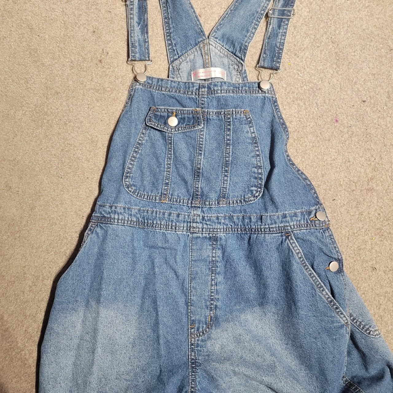 Jean Overall Shorts - Depop