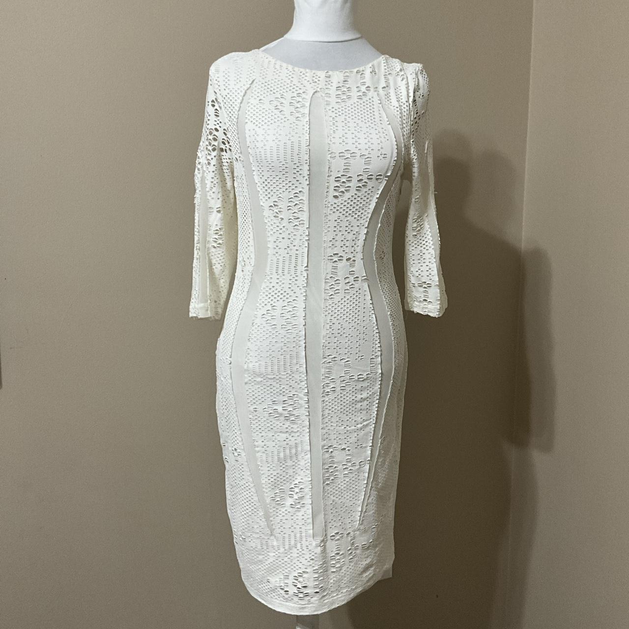 Reiss ivory bodycon 3/4 sleeves women’s dress