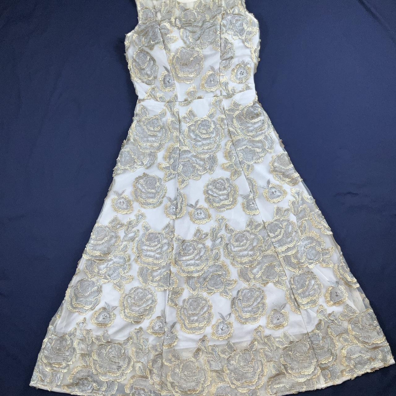 Anthropologie BHLDN Hitherto Floral Gold Silver Lace. Depop