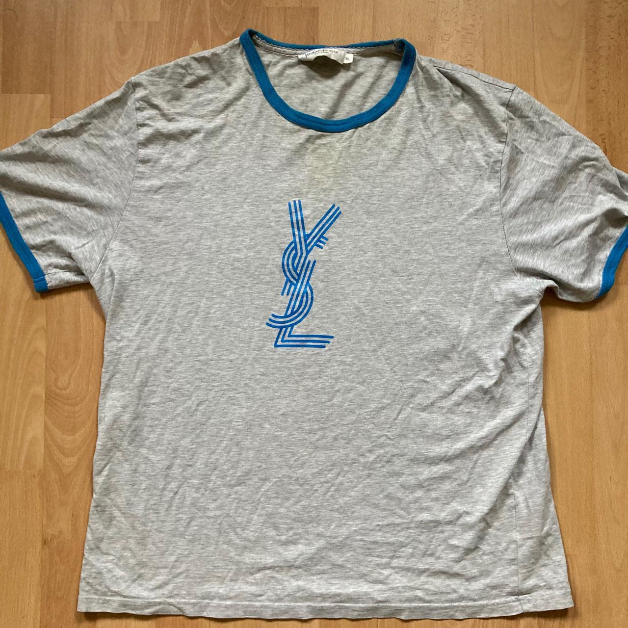 Yves Saint Laurent Ringer T shirt Retro style YSL... - Depop