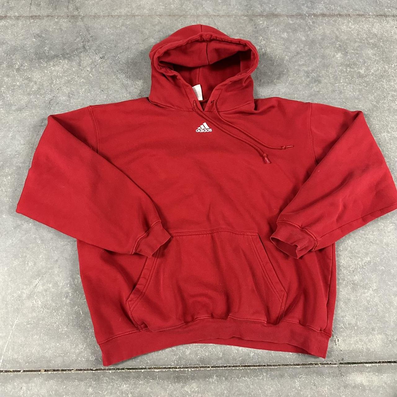 Y2k Adidas red center logo cottom hoodie sweatshirt Depop