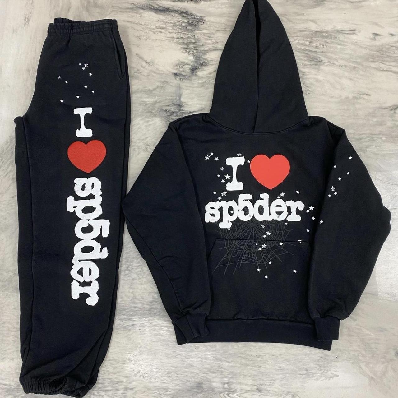 black i love sp5der sweatsuit | Depop