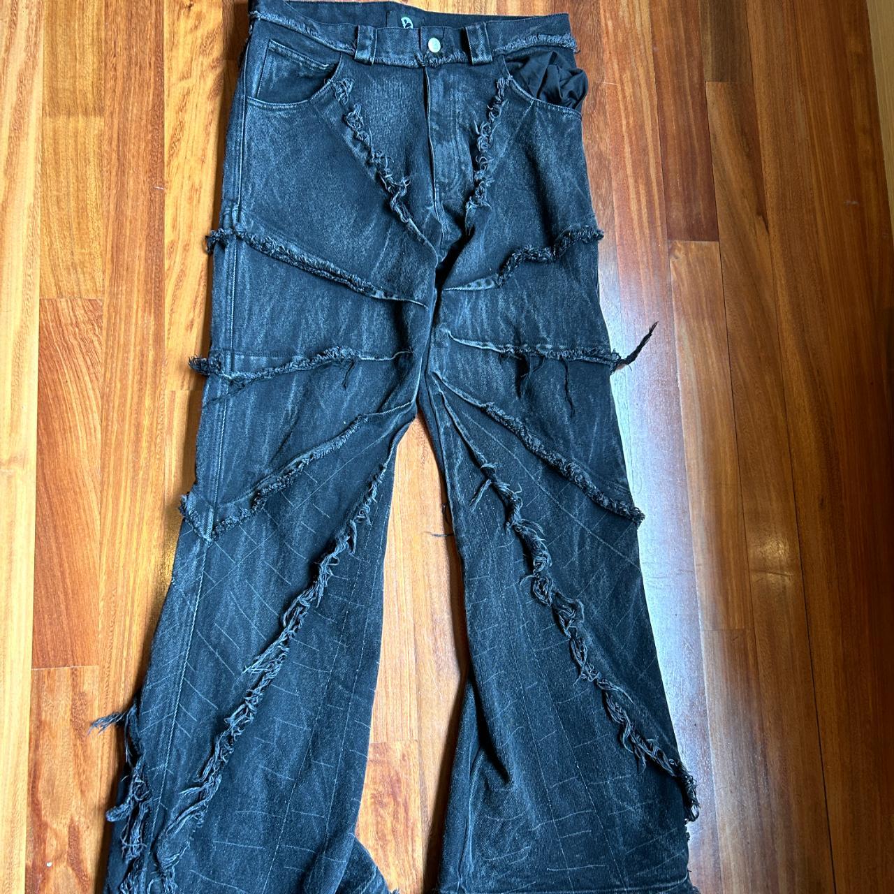 CYVIST FLARE WEBBED DENIM BLACK USED... - Depop