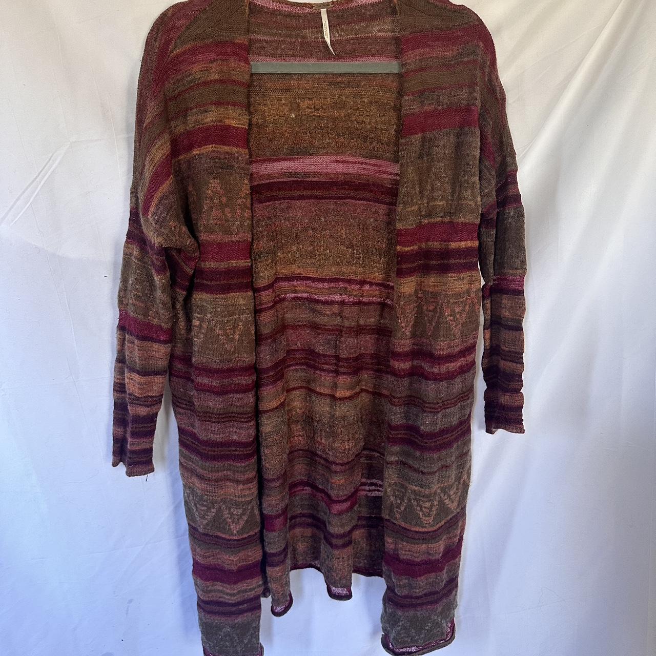 Free People Aztec Print Open Cardigan Wool acrylic