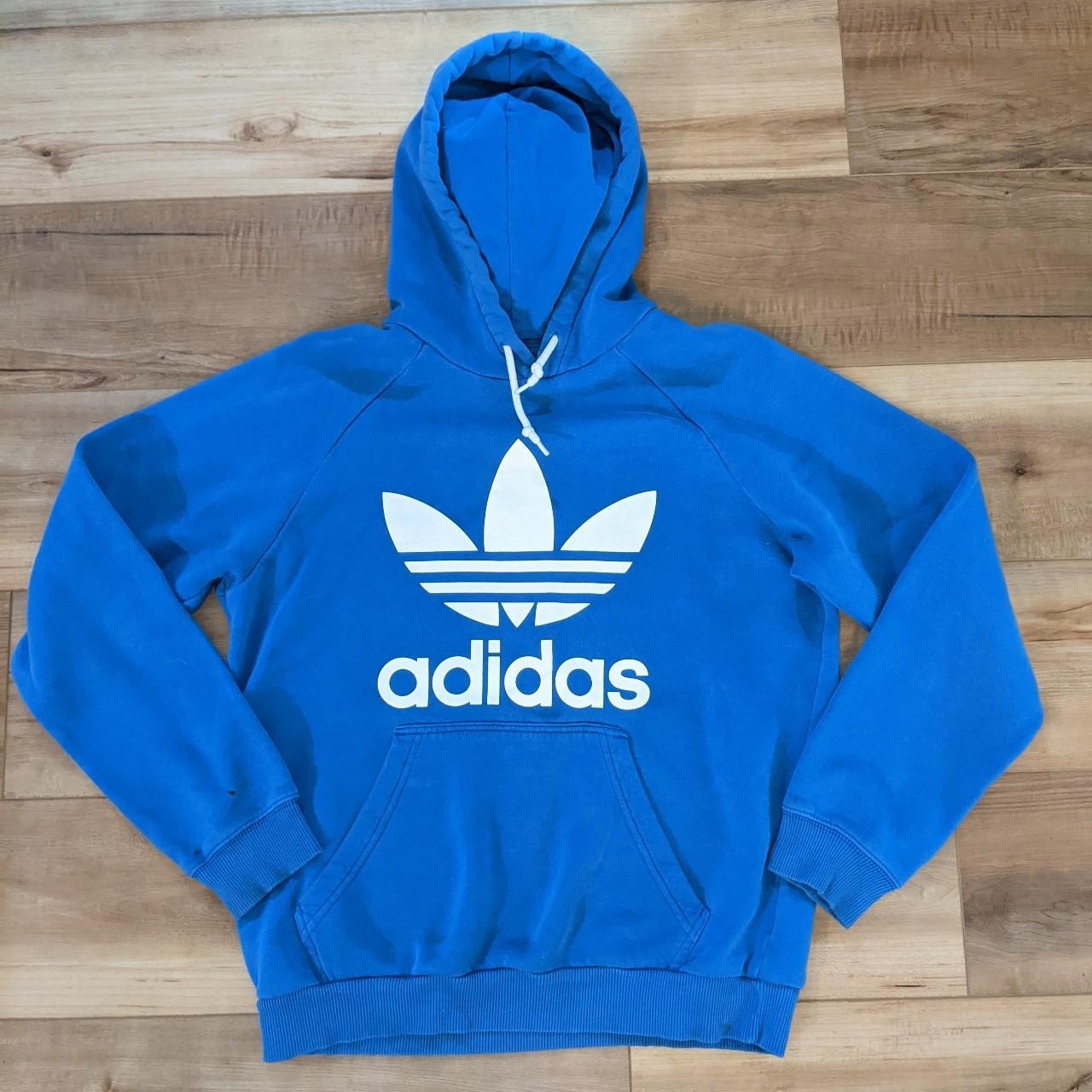 Adidas royal blue 3 foil hoodie. Soft and thick. Depop