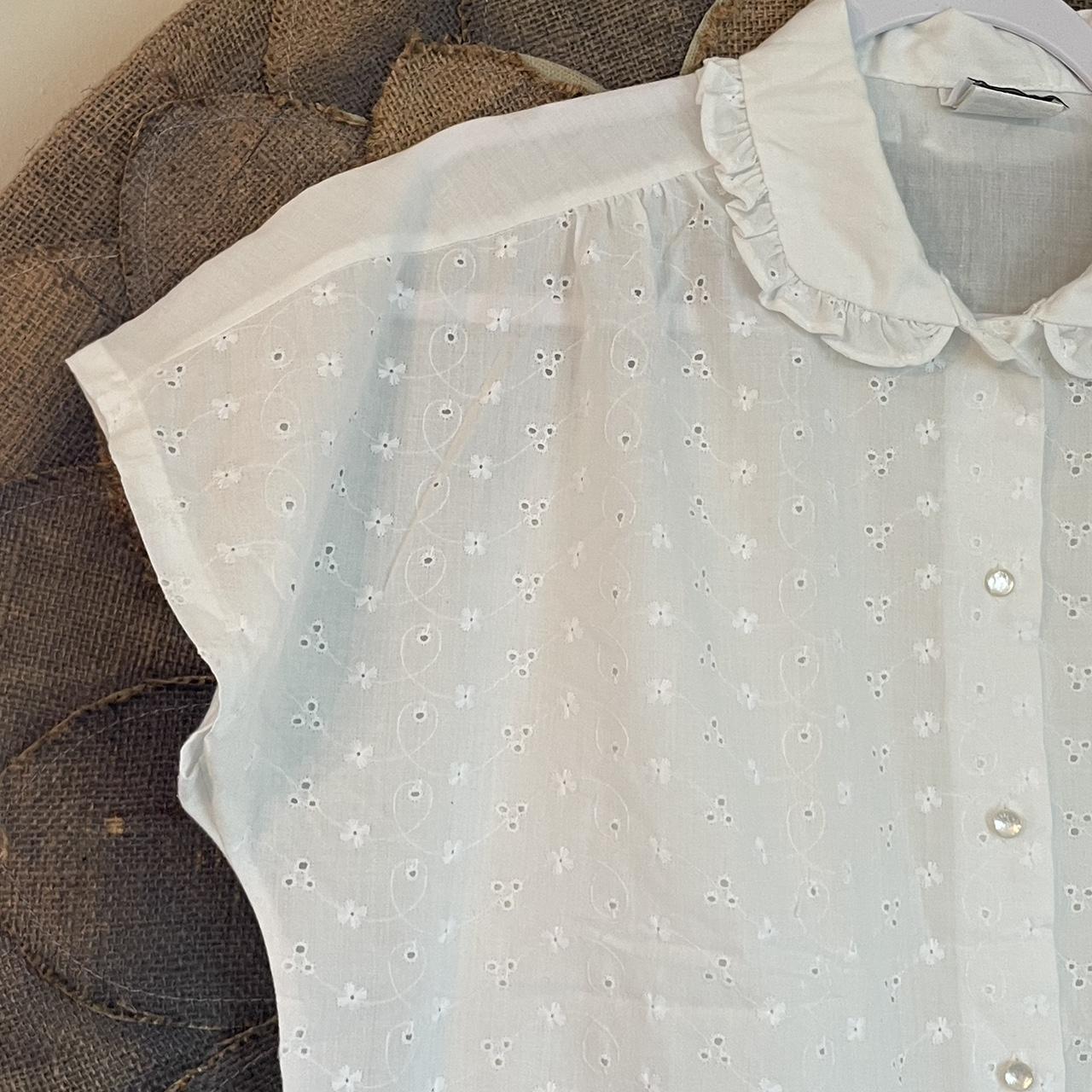 Orare Vintage White Eyelet Ruffled Collar... - Depop