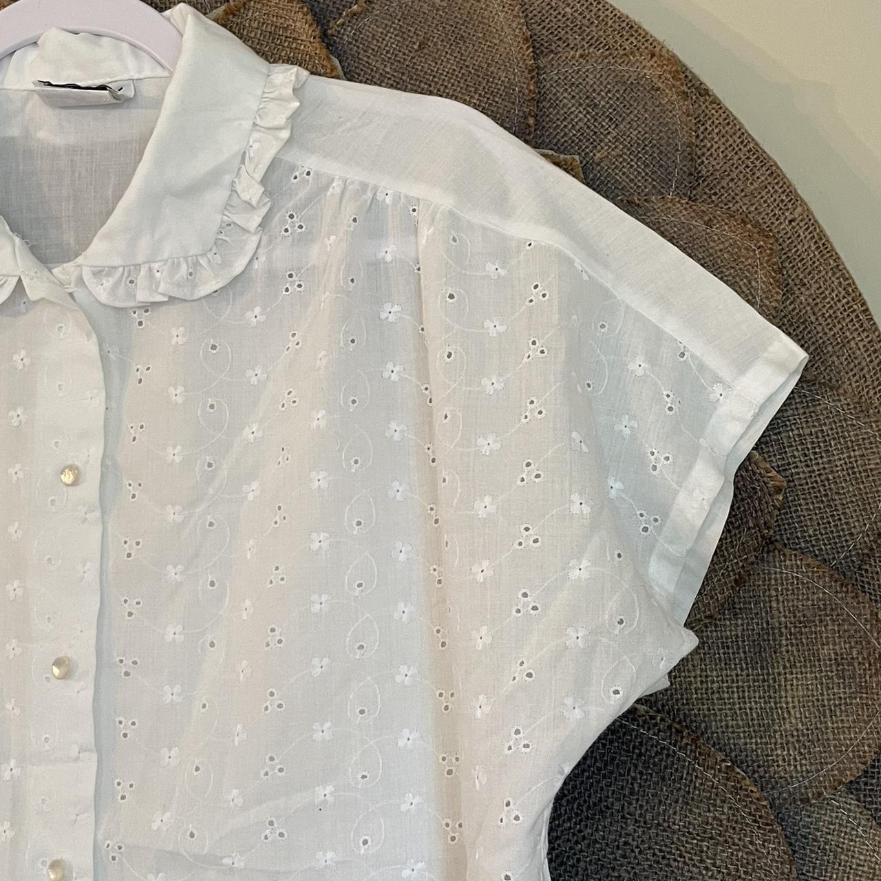 Orare Vintage White Eyelet Ruffled Collar... - Depop