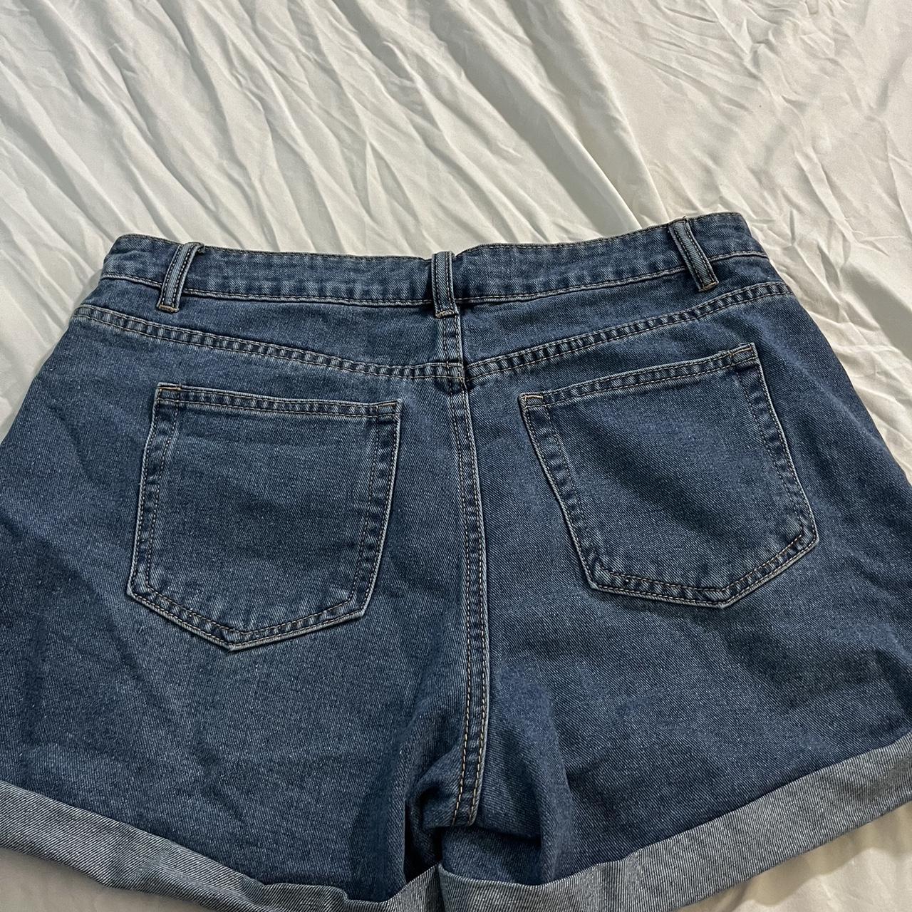 Dark Wash Cuffed Denim Jean Shorts Size 32 Depop