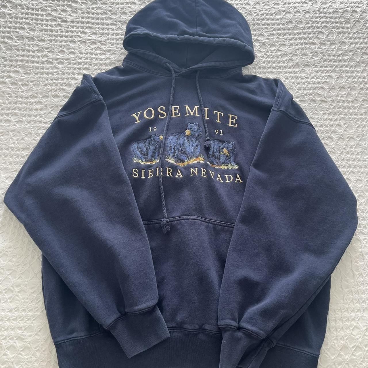NAVY BLUE BRANDY MELVILLE HOODIE / SIZE M / WORN A... Depop