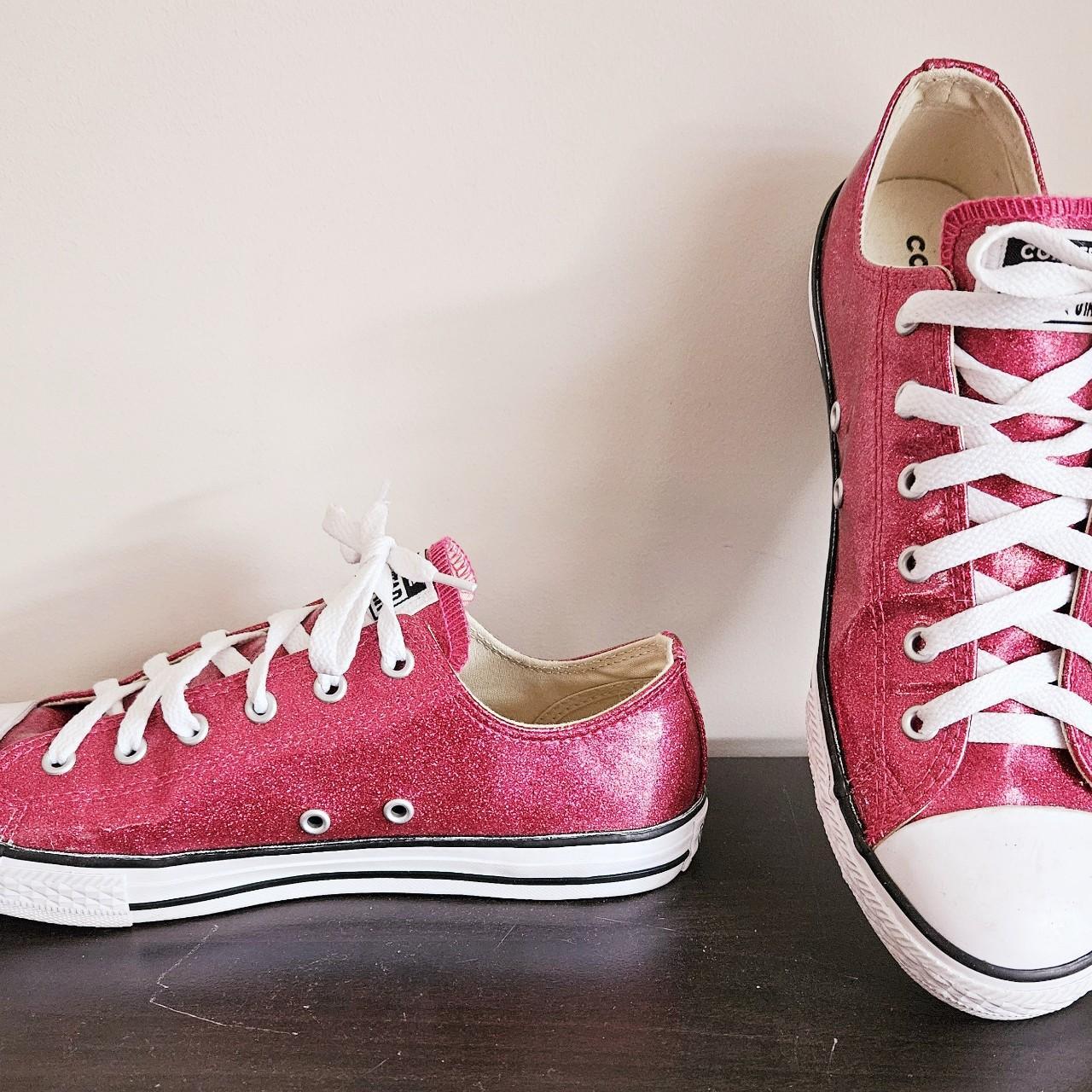 Pink sparkle converse womens best sale