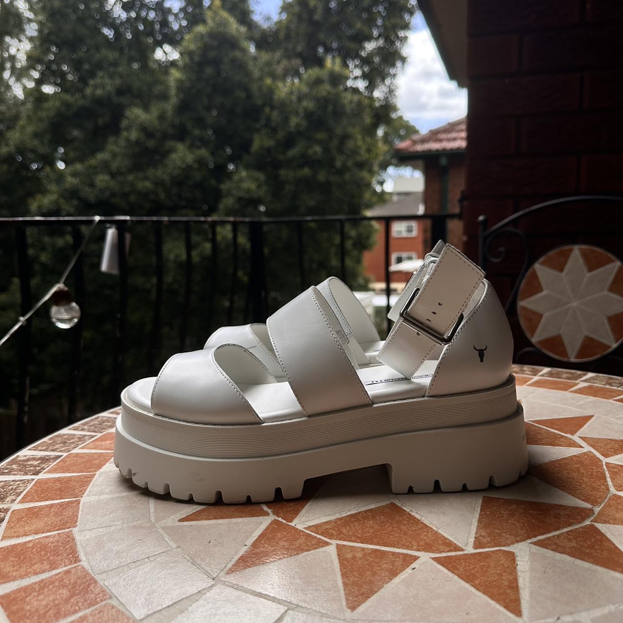 Windsor Smith Thrilled White Leather Sandals,