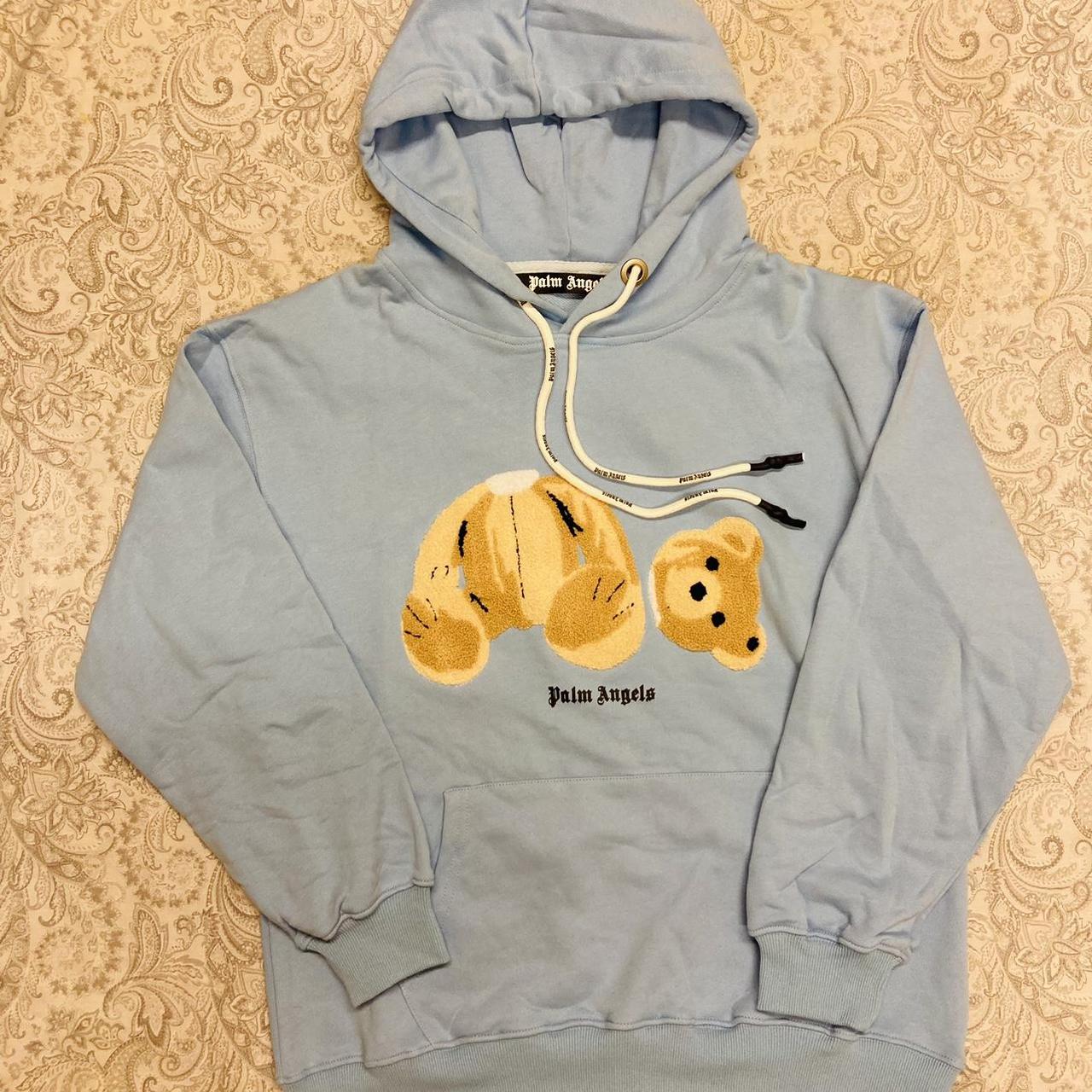 Palm Angels light blue bear hoodie - Mew - Depop